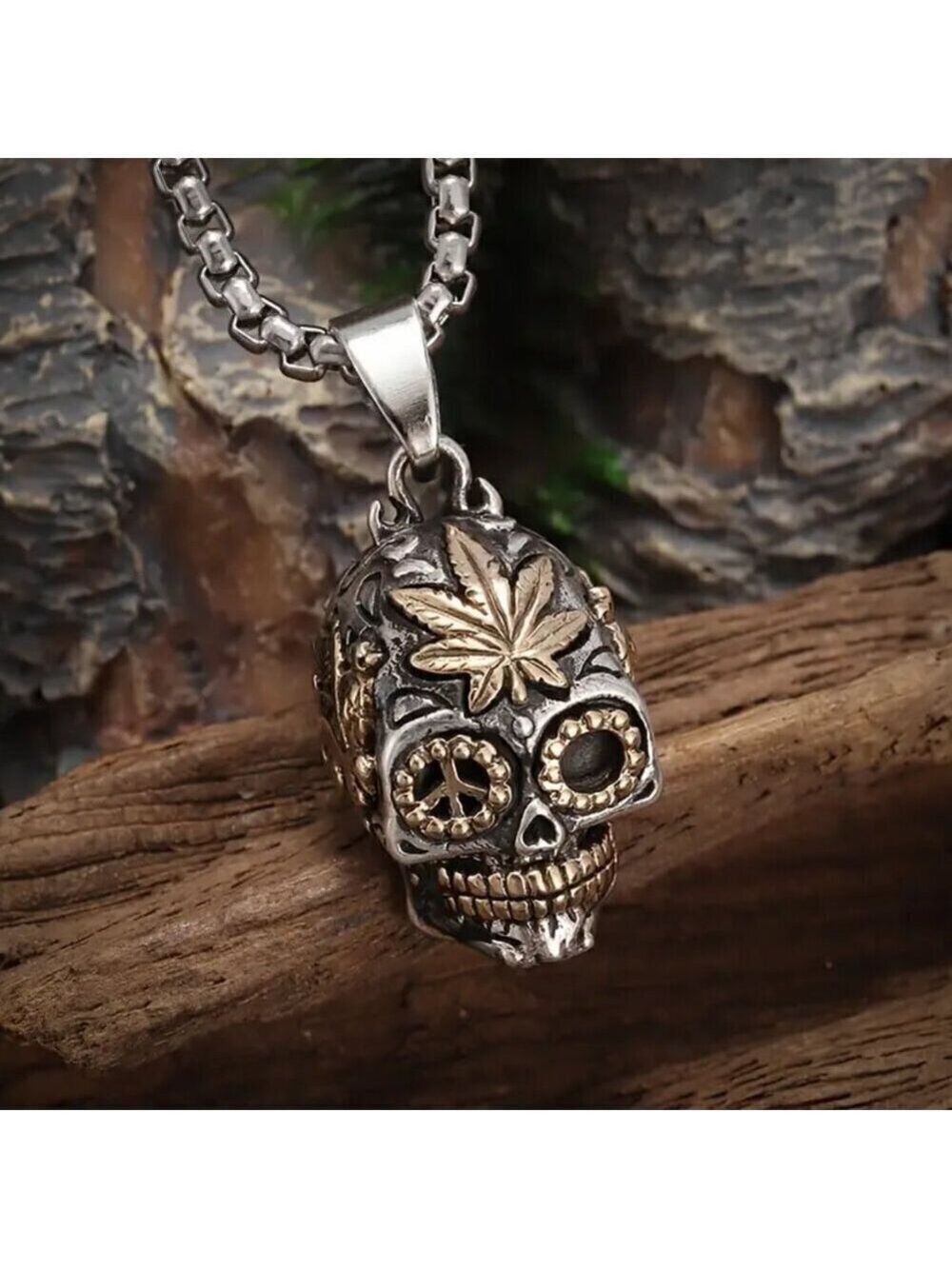 Day of the Dead Sugar Skull 420 Herb Necklace / Pendant #1453